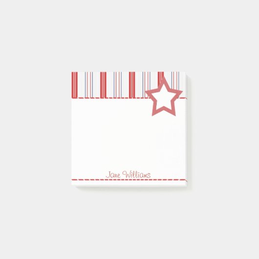 赤と青の愛国的パタストライプーン ポストイット (正面)