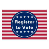 赤と青の投票に登録ストライプの ポスター (正面)
