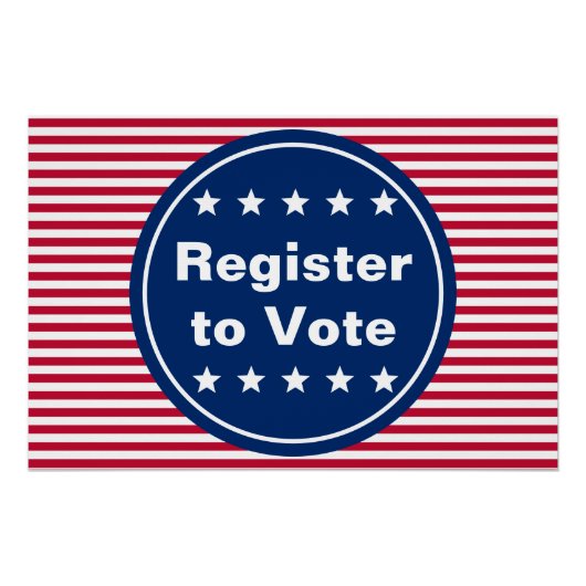 赤と青の投票に登録ストライプの ポスター (正面)