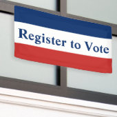 赤と青の投票に登録ストライプ 横断幕 (ビルの外側)