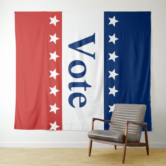 赤と青の投票(星付き) タペストリー (インサイチュ(横))