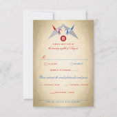 赤と青の折り紙紙クレーズアジア結婚ズ 出欠カード (正面)