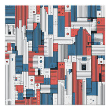 赤と青の抽象デザイン壁の装飾