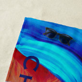 赤と青の抽象芸術（青） ビーチタオル (インサイチュ)