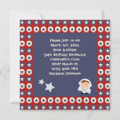 赤と青の星が宇宙飛行士の誕生日パーティー招待状 招待状 (裏面)