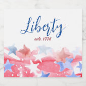 赤と青の星で水彩洗浄, 7月4日 スパークリングワインラベル (シングルラベル)