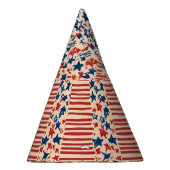 赤と青の星とストライプ7月4日 パーティーハット (右)