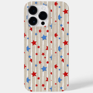 赤と青の星と灰色と白のストライプ星 Case-Mate iPhone 14 PRO MAXケース