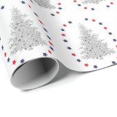 赤と青の星を持つ愛国的な木 ラッピングペーパー (ロールコーナー)