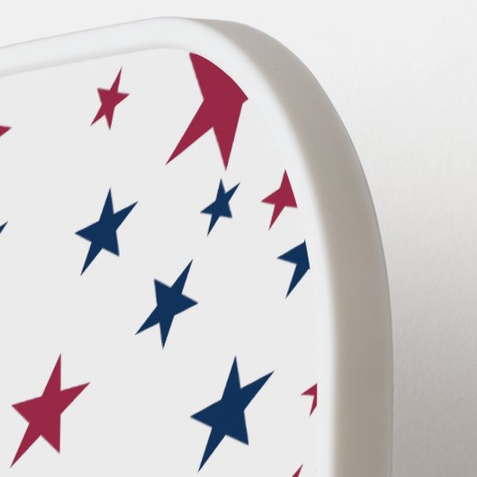 赤と青の星モノグラムと名前 ピックルボールラケット (左詳細)