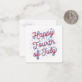 赤と青の星条旗　アメリカ独立記念日（４日７月）グリーティングカード ノートカード (正面/裏面インサイチュ)