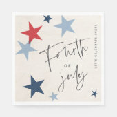 赤と青の星7月4日のパーティー スタンダードランチョンナプキン (正面)