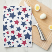 赤と青の星 – アメリカ国旗のパターン キッチンタオル (四つ折り)