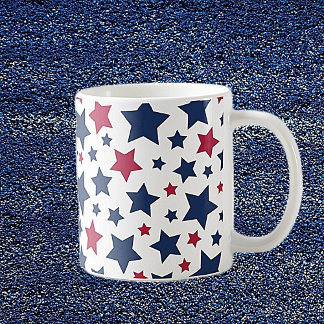 赤と青の星 – アメリカ国旗のパターン コーヒーマグカップ