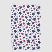 赤と青の星 – アメリカ国旗のパターン ゴルフタオル (正面)