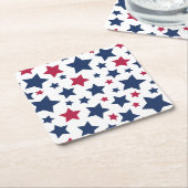 赤と青の星 – アメリカ国旗のパターン スクエアペーパーコースター (アングル)