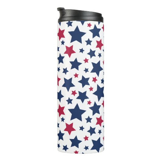 赤と青の星 – アメリカ国旗のパターン タンブラー (回転右)