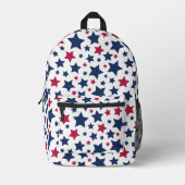 赤と青の星 – アメリカ国旗のパターン プリントバックパック (正面)