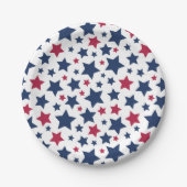赤と青の星 – アメリカ国旗のパターン ペーパープレート (正面)