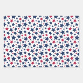 赤と青の星 – アメリカ国旗のパターン ラッピングペーパーシート (正面2)