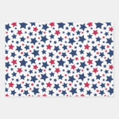 赤と青の星 – アメリカ国旗のパターン ラッピングペーパーシート (正面)