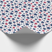 赤と青の星 – アメリカ国旗のパターン ラッピングペーパー (角)