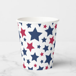 赤と青の星 – アメリカ国旗のパターン 紙コップ
