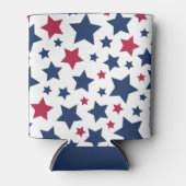 赤と青の星 – アメリカ国旗のパターン 缶クーラー (正面)