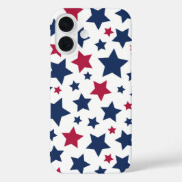 赤と青の星 - アメリカ国旗パターン iPhone 16ケース