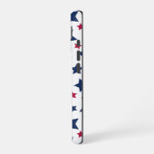 赤と青の星 - アメリカ国旗パターン iPhone 16ケース (左側面)