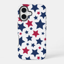赤と青の星 - アメリカ国旗パターン iPhone 16ケース