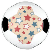 赤と青の星、アメリカ独立記念日、ベージュの背景 サッカーボール (回転)