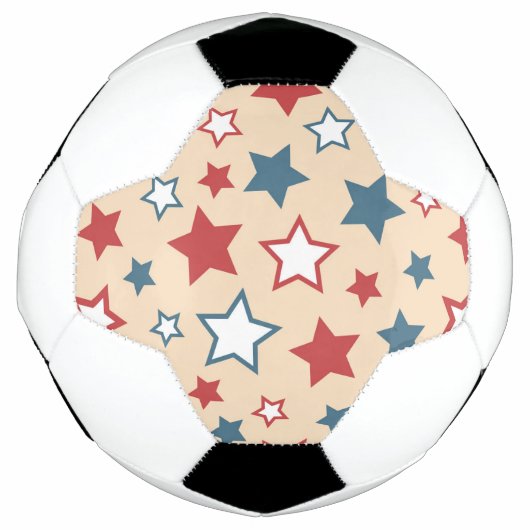 赤と青の星、アメリカ独立記念日、ベージュの背景 サッカーボール (正面)