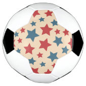 赤と青の星、アメリカ独立記念日、ベージュの背景 サッカーボール (回転)