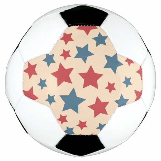 赤と青の星、アメリカ独立記念日、ベージュの背景 サッカーボール (正面)