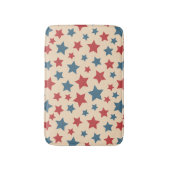 赤と青の星、アメリカ独立記念日、ベージュの背景 バスマット (正面縦)