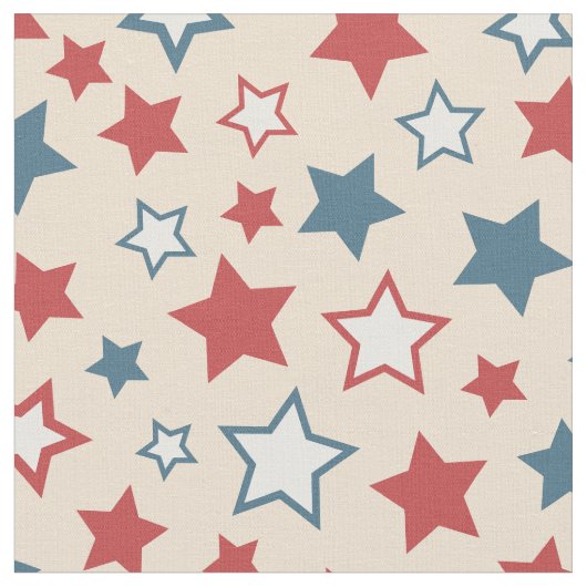 赤と青の星、アメリカ独立記念日、ベージュの背景 ファブリック (クローズアップ)