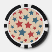 赤と青の星、アメリカ独立記念日、ベージュの背景 ポーカーチップ (正面)