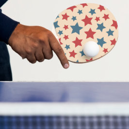 赤と青の星、アメリカ独立記念日、ベージュの背景 卓球ラケット
