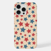 赤と青の星、アメリカ独立記念日、ベージュの背景 iPhoneケース (裏面)