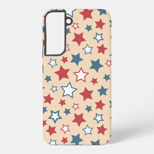 赤と青の星、アメリカ独立記念日、ベージュの背景 SAMSUNG GALAXYケース (裏面)