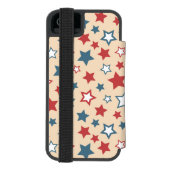 赤と青の星、アメリカ独立記念日、ベージュ背景 INCIPIO iPhoneウォレットケース (フォリオ裏面)