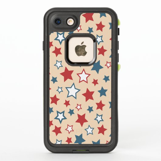 赤と青の星、アメリカ独立記念日、ベージュ背景 LifeProof iPhoneケース (裏面)