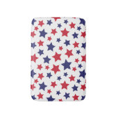 赤と青の星、アメリカ独立記念日、白背景 バスマット (正面縦)
