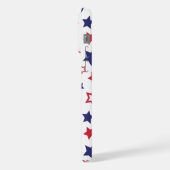 赤と青の星、アメリカ独立記念日、白背景 iPhoneケース (左側面)
