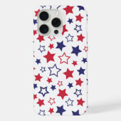 赤と青の星、アメリカ独立記念日、白背景 iPhoneケース (裏面)