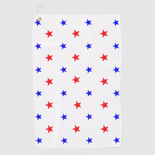 赤と青の星 – 星空のパターン ゴルフタオル (正面)