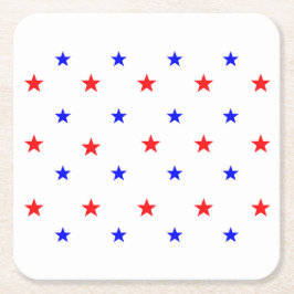 赤と青の星 – 星空のパターン スクエアペーパーコースター