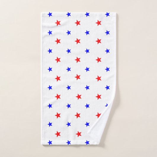 赤と青の星 – 星空のパターン バスタオルセット (ハンドタオル)