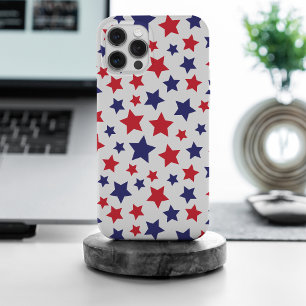 赤と青の星、白背景、7月4日 iPhone 15 PRO MAXケース